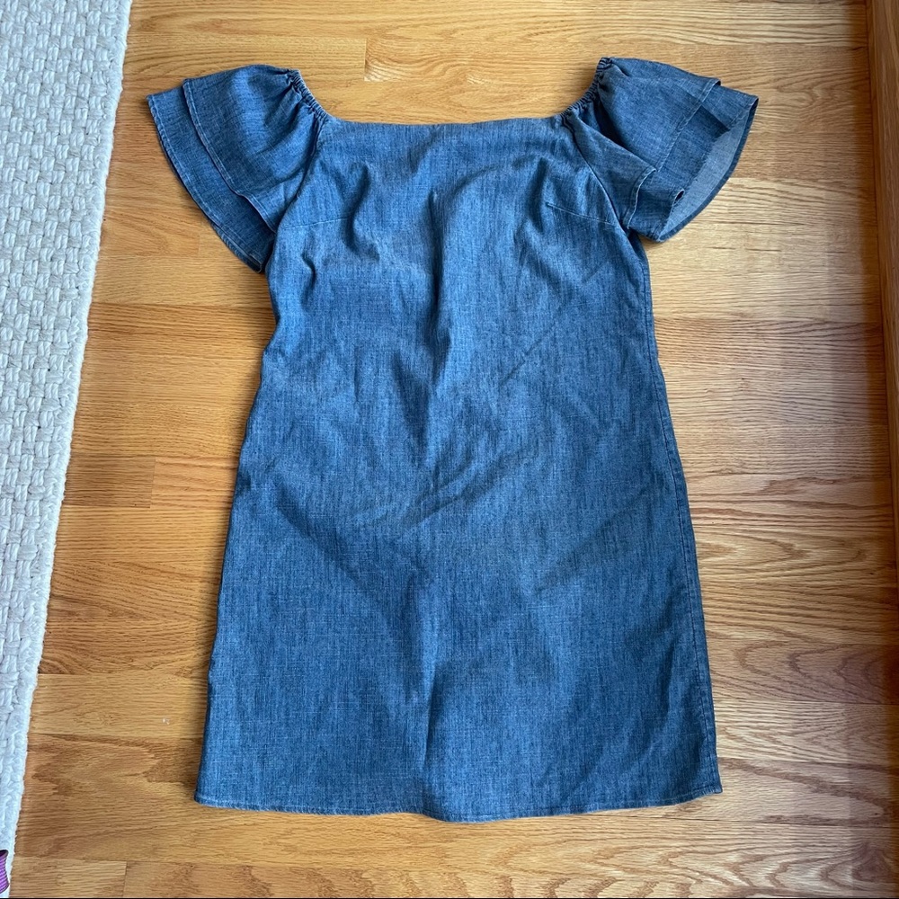Alice and Olivia Denim Off-The-Shoulder Dress